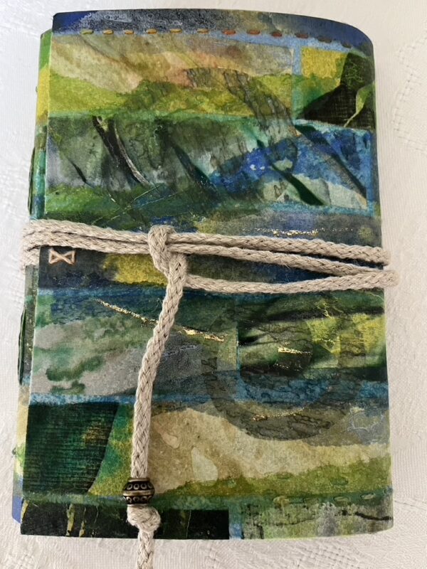 A6 collaged silk and mixed media long-stitch bound journal - 4